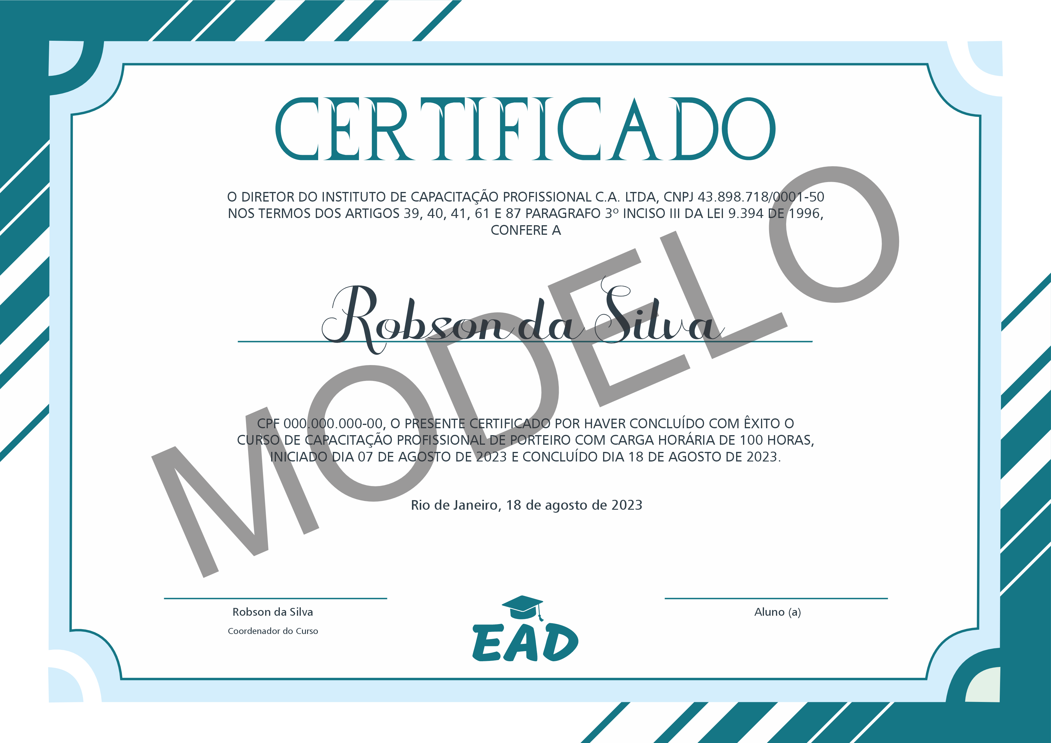 Modelo do Certificado EAD
